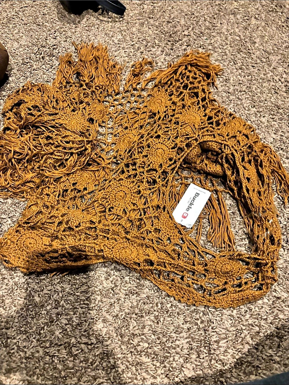 Buckle Crochet scarf in Brown New